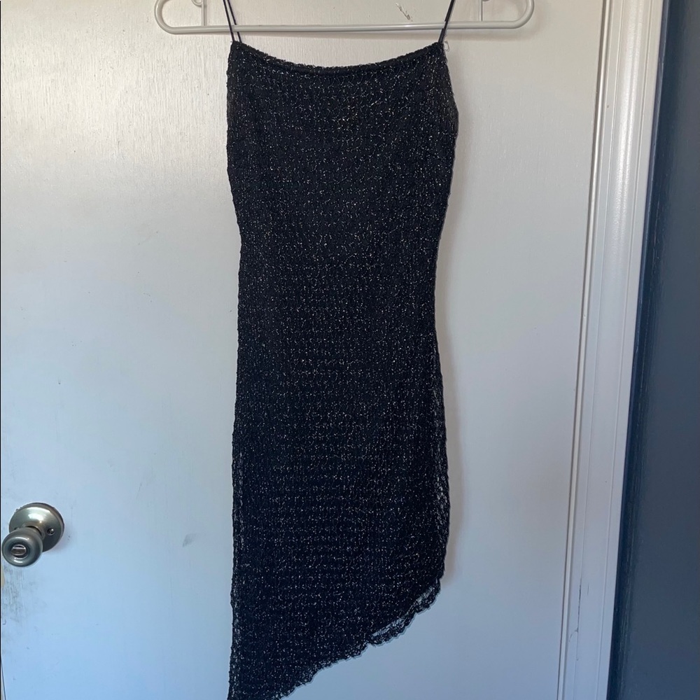 Spaghetti Strapped Black/Silver Dress